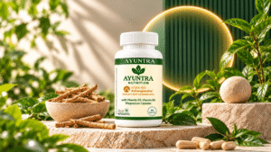 Ayuntra Nutrition KSM-66 Ashwagandha Capsules with Vitamin D3, B6 & Magnesium – Stress Relief, Energy & Immunity Support (60 Capsules)