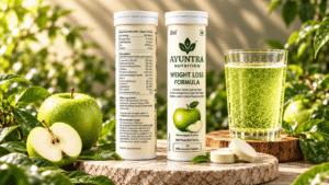 Ayuntra Weight Loss Effervescent Tablets – Pack of 2 (15 Tablets Each) | Green Tea, Apple Cider Vinegar, Garcinia Cambogia & L-Carnitine for Fat Burn & Metabolism Boost (Green Apple Flavour)