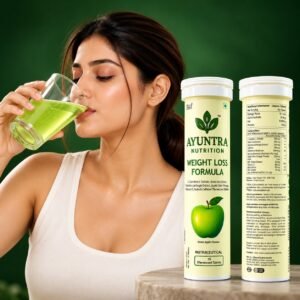 Ayuntra Weight Loss Effervescent Tablets – Pack of 2 (15 Tablets Each) | Green Tea, Apple Cider Vinegar, Garcinia Cambogia & L-Carnitine for Fat Burn & Metabolism Boost (Green Apple Flavour)