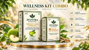 Ayuntra Nutrition Wellness Kit Combo – Weight Loss Effervescent Tablets & KSM-66 Ashwagandha Capsules